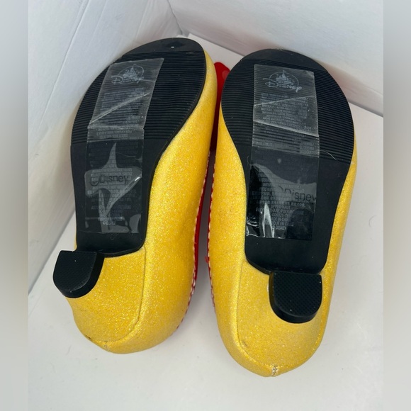 Disney Minnie Mouse Shoes Child Size 9/10 Yellow Glitter Red Plush Bow NEW - Picture 8 of 9